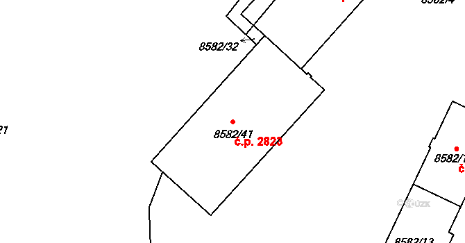 Jižní Předměstí 2823, Plzeň na parcele st. 8582/41 v KÚ Plzeň, Katastrální mapa