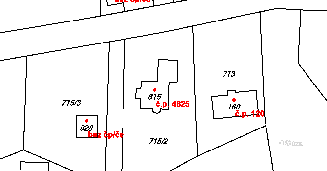 Kokonín 4825, Jablonec nad Nisou na parcele st. 815 v KÚ Kokonín, Katastrální mapa