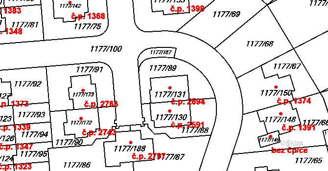 Stodůlky 2594, Praha na parcele st. 1177/131 v KÚ Stodůlky, Katastrální mapa