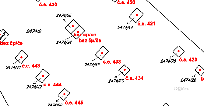 Svinov 433, Ostrava na parcele st. 2474/43 v KÚ Svinov, Katastrální mapa