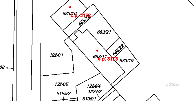 Šumperk 3173 na parcele st. 683/11 v KÚ Šumperk, Katastrální mapa
