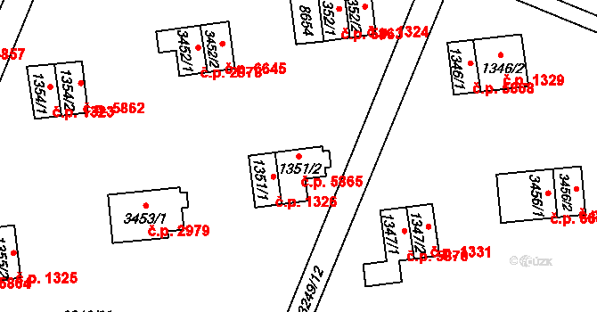 Zlín 5865 na parcele st. 1351/2 v KÚ Zlín, Katastrální mapa