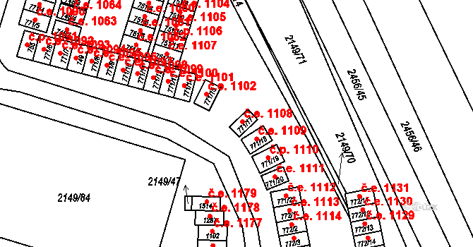 Dědice 1108, Vyškov na parcele st. 771/17 v KÚ Dědice u Vyškova, Katastrální mapa