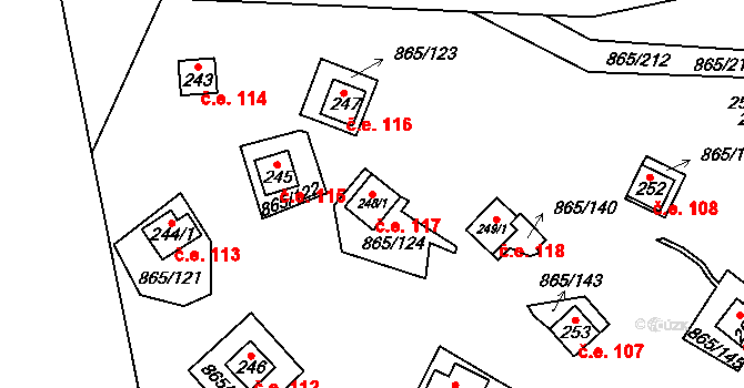 Jetětice 117 na parcele st. 248/1 v KÚ Jetětice, Katastrální mapa