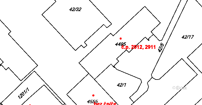 Zábřeh 2911,2912, Ostrava na parcele st. 4495 v KÚ Zábřeh nad Odrou, Katastrální mapa