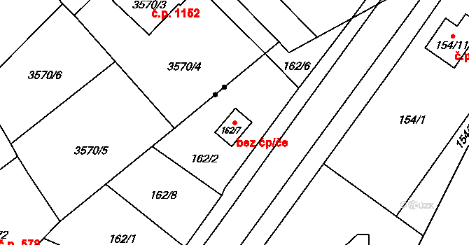 Hlučín 38065011 na parcele st. 162/7 v KÚ Bobrovníky, Katastrální mapa