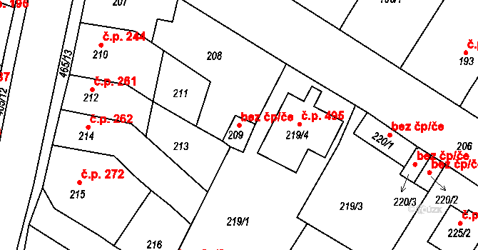 Novosedlice 39144011 na parcele st. 209 v KÚ Novosedlice, Katastrální mapa