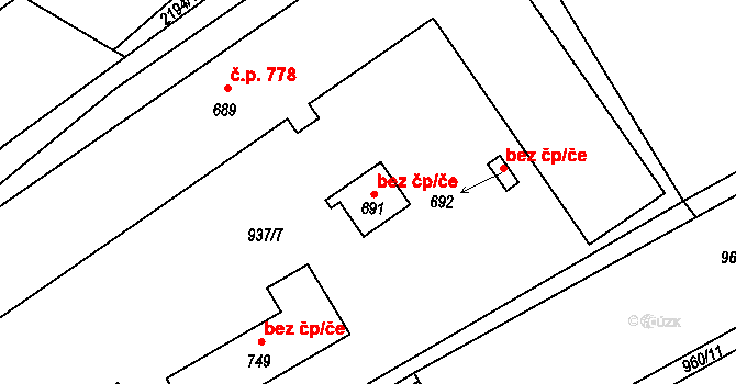 Lišov 40526011 na parcele st. 691 v KÚ Lišov, Katastrální mapa