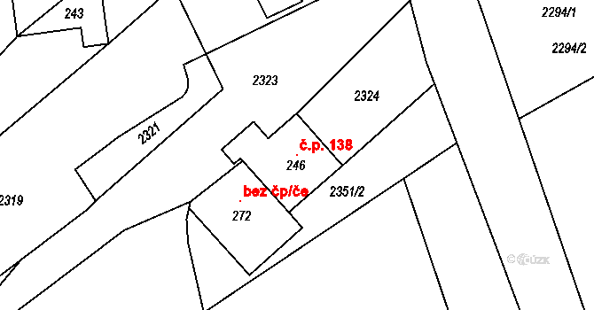 Hruška 41148011 na parcele st. 246 v KÚ Hruška, Katastrální mapa