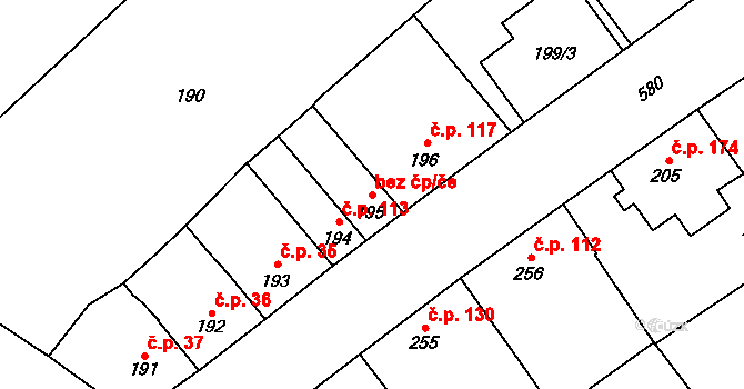 Čehovice 41151011 na parcele st. 195 v KÚ Čehovice, Katastrální mapa