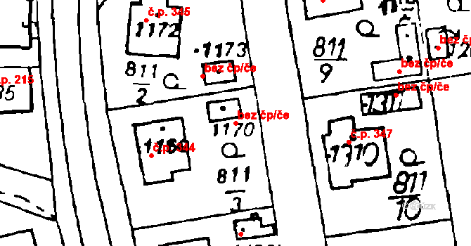 Volduchy 42013011 na parcele st. 1170 v KÚ Volduchy, Katastrální mapa