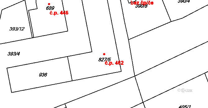 Vyšší Brod 462 na parcele st. 827/5 v KÚ Vyšší Brod, Katastrální mapa