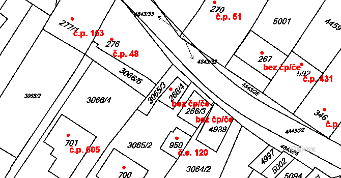 Boršice 43344011 na parcele st. 266/4 v KÚ Boršice u Buchlovic, Katastrální mapa