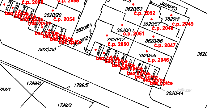 Tachov 44067011 na parcele st. 3620/50 v KÚ Tachov, Katastrální mapa
