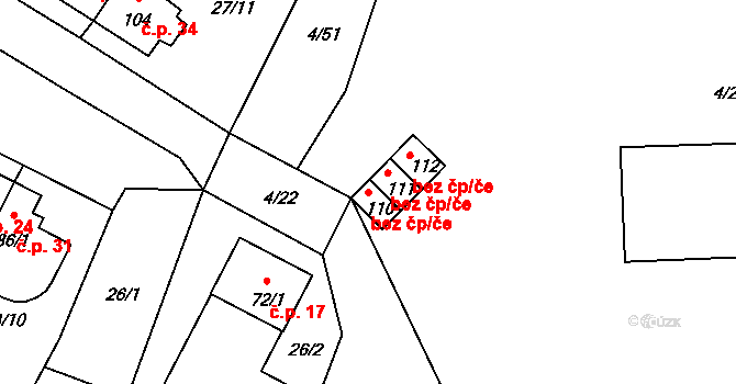 Vyšší Brod 44186011 na parcele st. 110 v KÚ Herbertov, Katastrální mapa