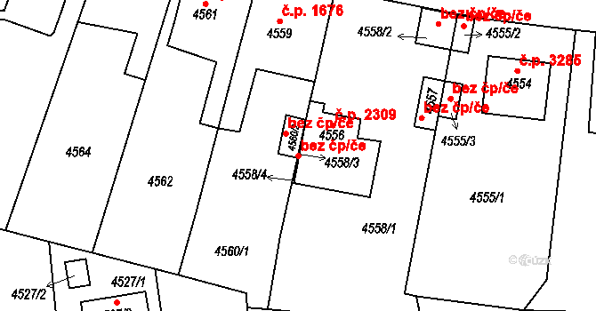 Kladno 44403011 na parcele st. 4558/3 v KÚ Kročehlavy, Katastrální mapa