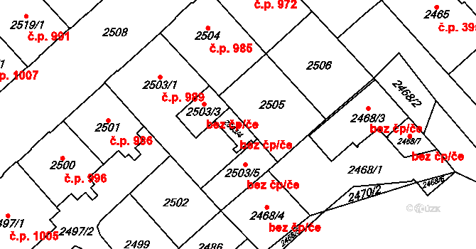 Chomutov 45080011 na parcele st. 2503/4 v KÚ Chomutov I, Katastrální mapa