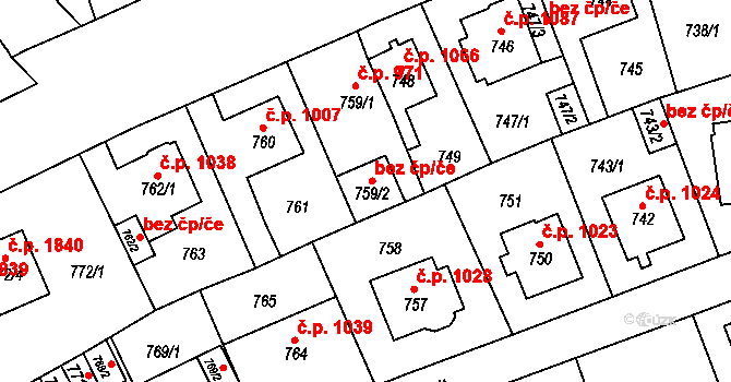 Teplice 45129011 na parcele st. 759/2 v KÚ Teplice-Trnovany, Katastrální mapa