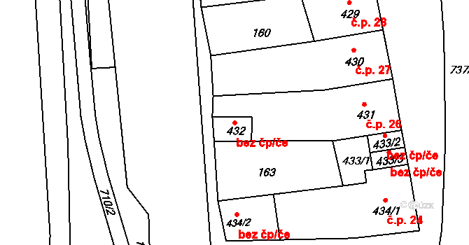 Broumov 46434011 na parcele st. 432 v KÚ Broumov, Katastrální mapa