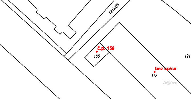 Štětí 46437011 na parcele st. 166 v KÚ Chcebuz, Katastrální mapa