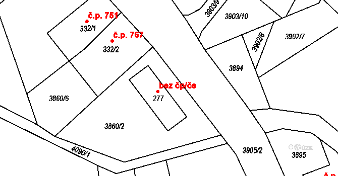 Kozlovice 46648011 na parcele st. 277 v KÚ Měrkovice, Katastrální mapa