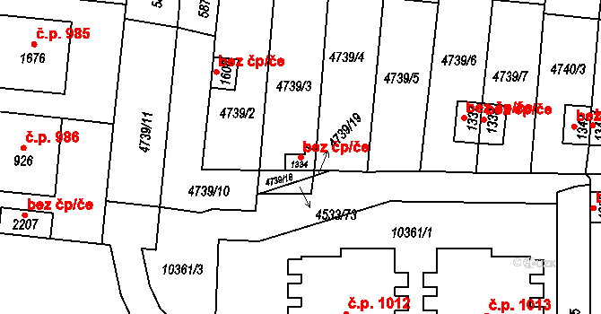 Hrušovany nad Jevišovkou 47464011 na parcele st. 1334 v KÚ Hrušovany nad Jevišovkou, Katastrální mapa