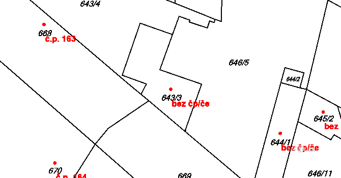 Fryšták 47736011 na parcele st. 643/3 v KÚ Dolní Ves, Katastrální mapa