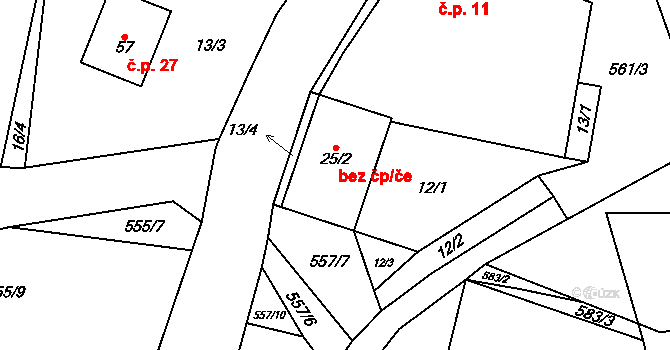 Malá Roudka 48775011 na parcele st. 25/2 v KÚ Skočova Lhota, Katastrální mapa