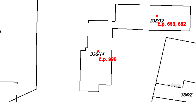 Hronov 995 na parcele st. 336/14 v KÚ Hronov, Katastrální mapa