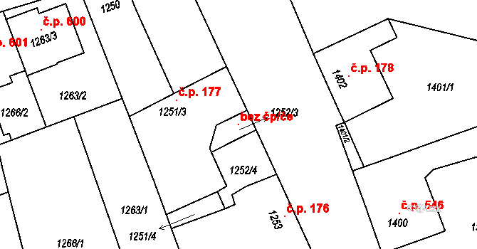 Mikulčice 49611011 na parcele st. 1252/3 v KÚ Mikulčice, Katastrální mapa