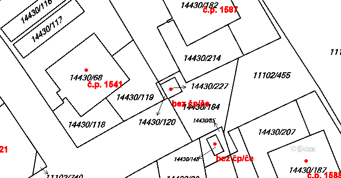 Plzeň 49718011 na parcele st. 14430/227 v KÚ Plzeň, Katastrální mapa