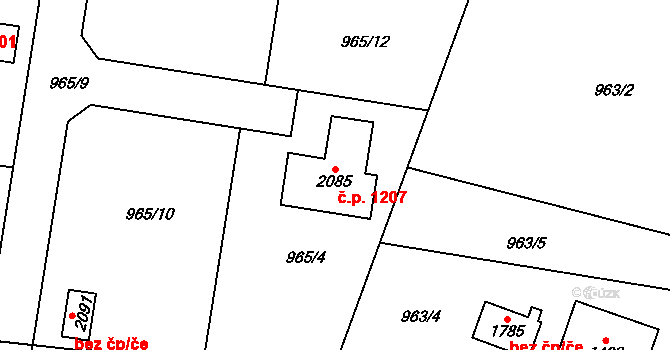 Světlá nad Sázavou 1207 na parcele st. 2085 v KÚ Světlá nad Sázavou, Katastrální mapa