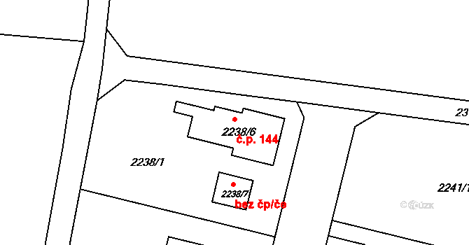 Popovice 144, Rataje na parcele st. 2238/6 v KÚ Popovice u Kroměříže, Katastrální mapa