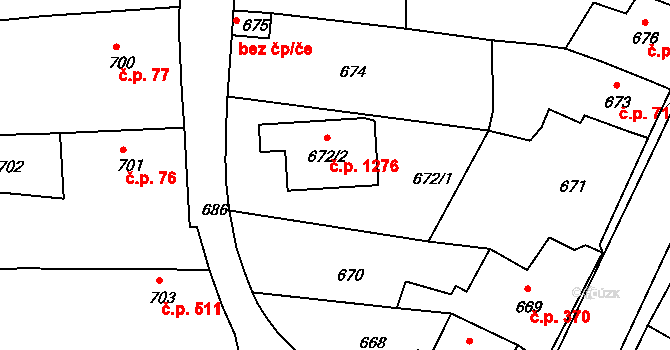 Třešť 1276 na parcele st. 672/2 v KÚ Třešť, Katastrální mapa