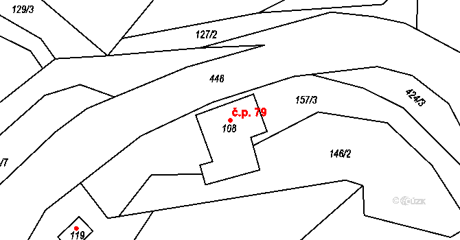 Radomilov 79, Ruda nad Moravou na parcele st. 108 v KÚ Radomilov, Katastrální mapa