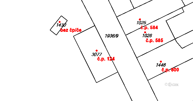 Sušice II 124, Sušice na parcele st. 3077 v KÚ Sušice nad Otavou, Katastrální mapa