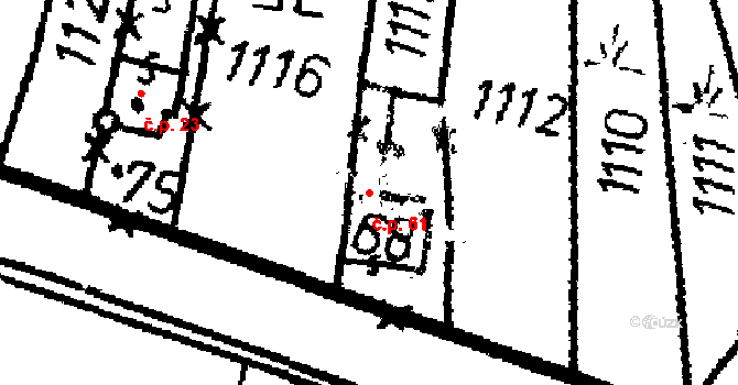 Kokořov 61, Žinkovy na parcele st. 68 v KÚ Kokořov, Katastrální mapa