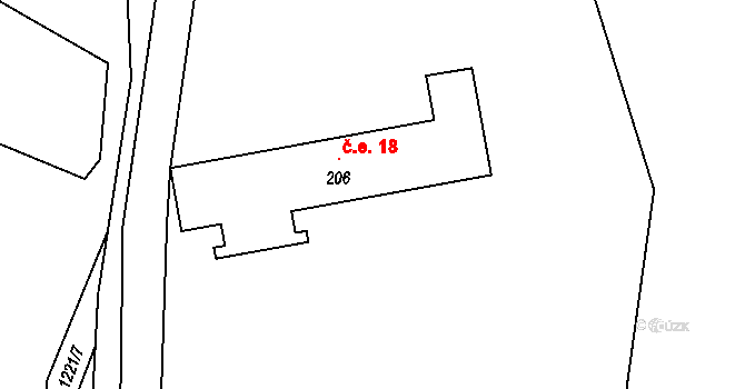 Třemešek 18, Oskava na parcele st. 206 v KÚ Třemešek, Katastrální mapa