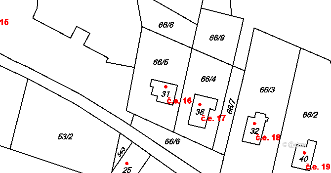 Studená Loučka 16, Mohelnice na parcele st. 31 v KÚ Bušín u Studené Loučky, Katastrální mapa