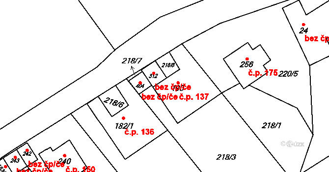 Bordovice 137 na parcele st. 190 v KÚ Bordovice, Katastrální mapa