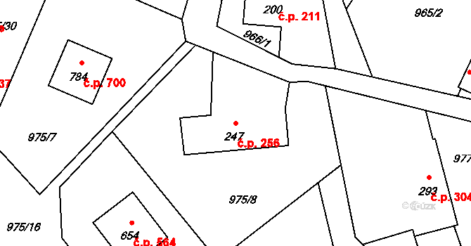Mořkov 256 na parcele st. 247 v KÚ Mořkov, Katastrální mapa