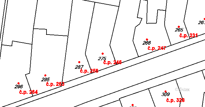 Řevničov 246 na parcele st. 275 v KÚ Řevničov, Katastrální mapa
