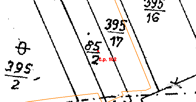Horní Rokytá 102, Rokytá na parcele st. 85/2 v KÚ Horní Rokytá, Katastrální mapa