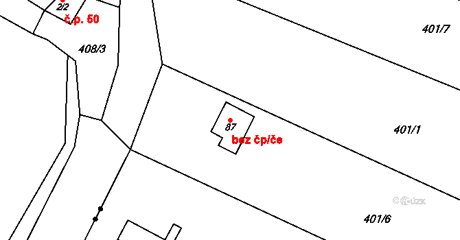 Hostišovice 8, Bělčice na parcele st. 87 v KÚ Hostišovice, Katastrální mapa