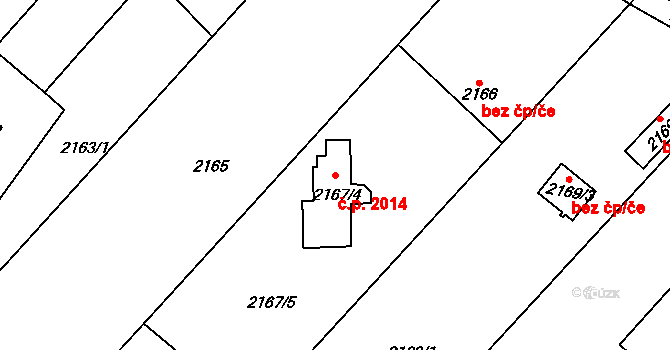 Trnovany 2014, Teplice na parcele st. 2167/4 v KÚ Teplice-Trnovany, Katastrální mapa