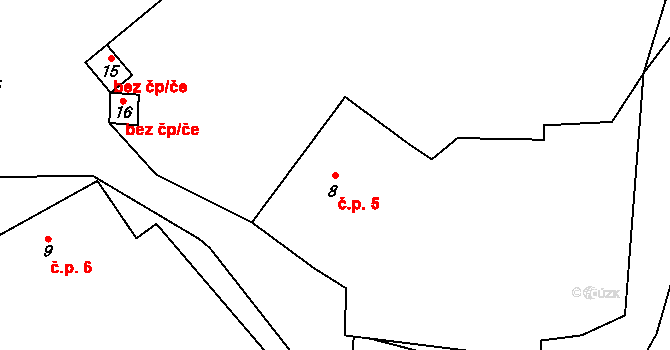Šachotín 5, Šlapanov na parcele st. 8 v KÚ Šachotín, Katastrální mapa