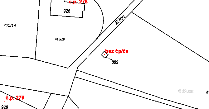 Hrusice 107134012 na parcele st. 899 v KÚ Hrusice, Katastrální mapa