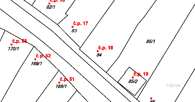 Popice 18, Znojmo na parcele st. 84 v KÚ Popice u Znojma, Katastrální mapa