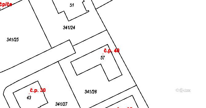Chramostek 40, Lužec nad Vltavou na parcele st. 57 v KÚ Chramostek, Katastrální mapa