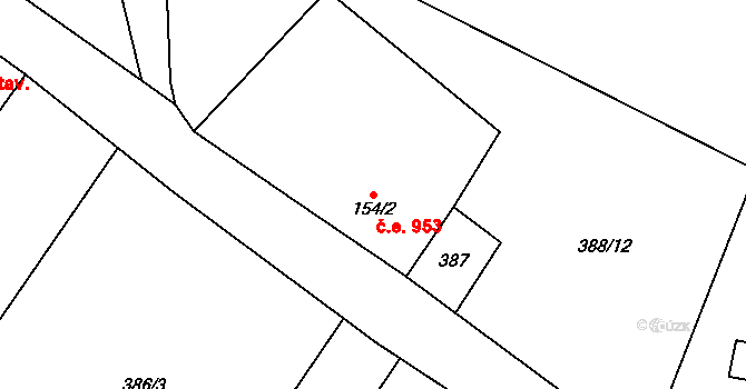 Josefův Důl 953 na parcele st. 154/2 v KÚ Josefův Důl u Jablonce nad Nisou, Katastrální mapa